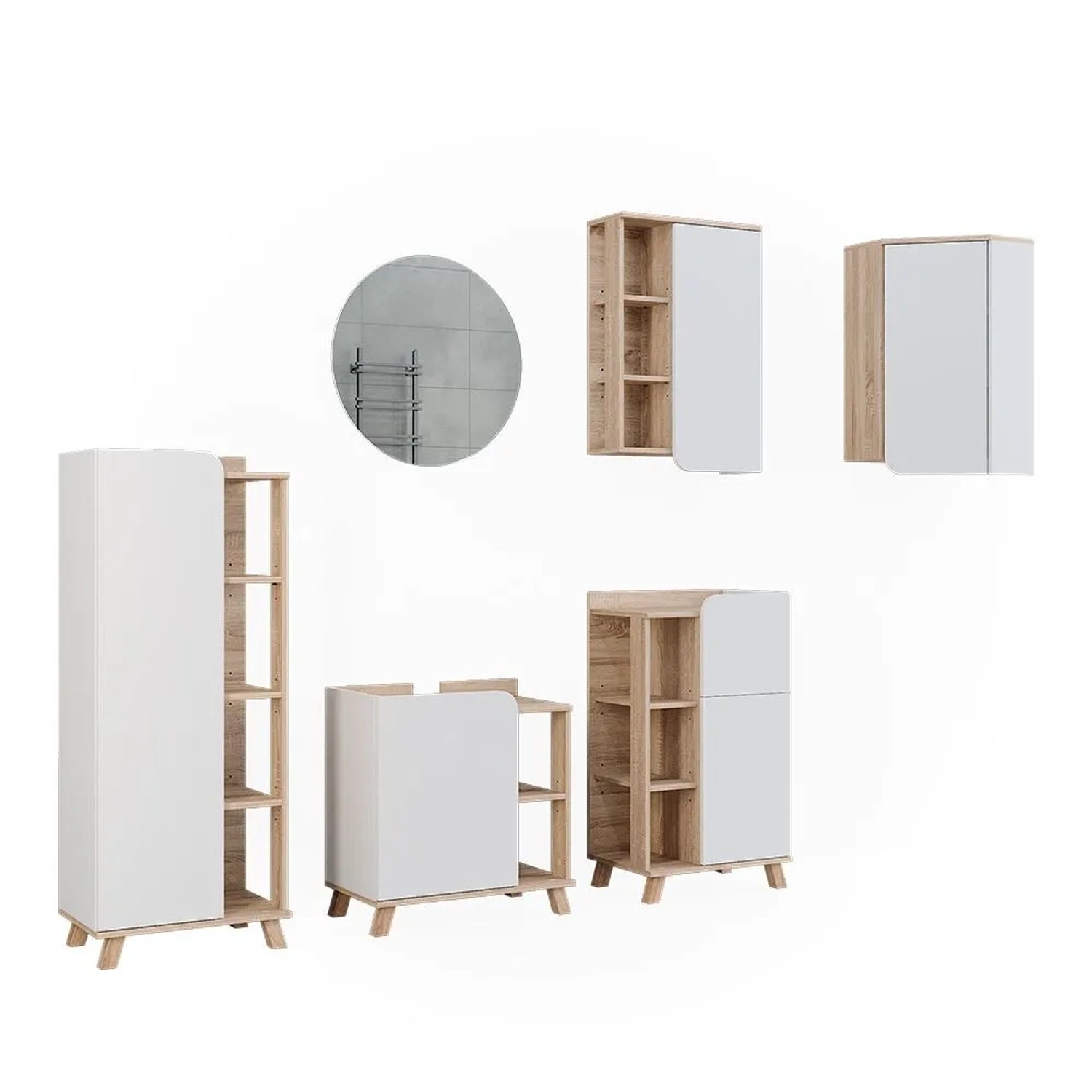 Vicco Badmöbel-Set Karen Sonoma/Weiß 60 x 65 6-teilig