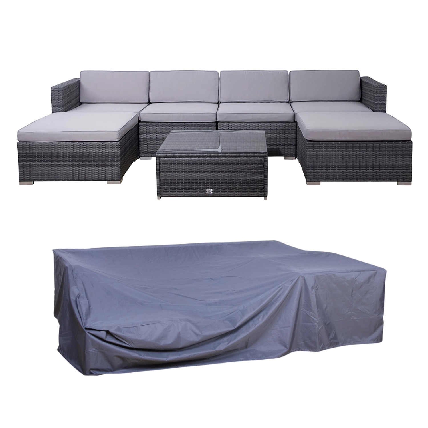 Svita Lugano Polyrattan Lounge Set Mit Haube Gartenmöbel Gartenlounge Garte günstig online kaufen