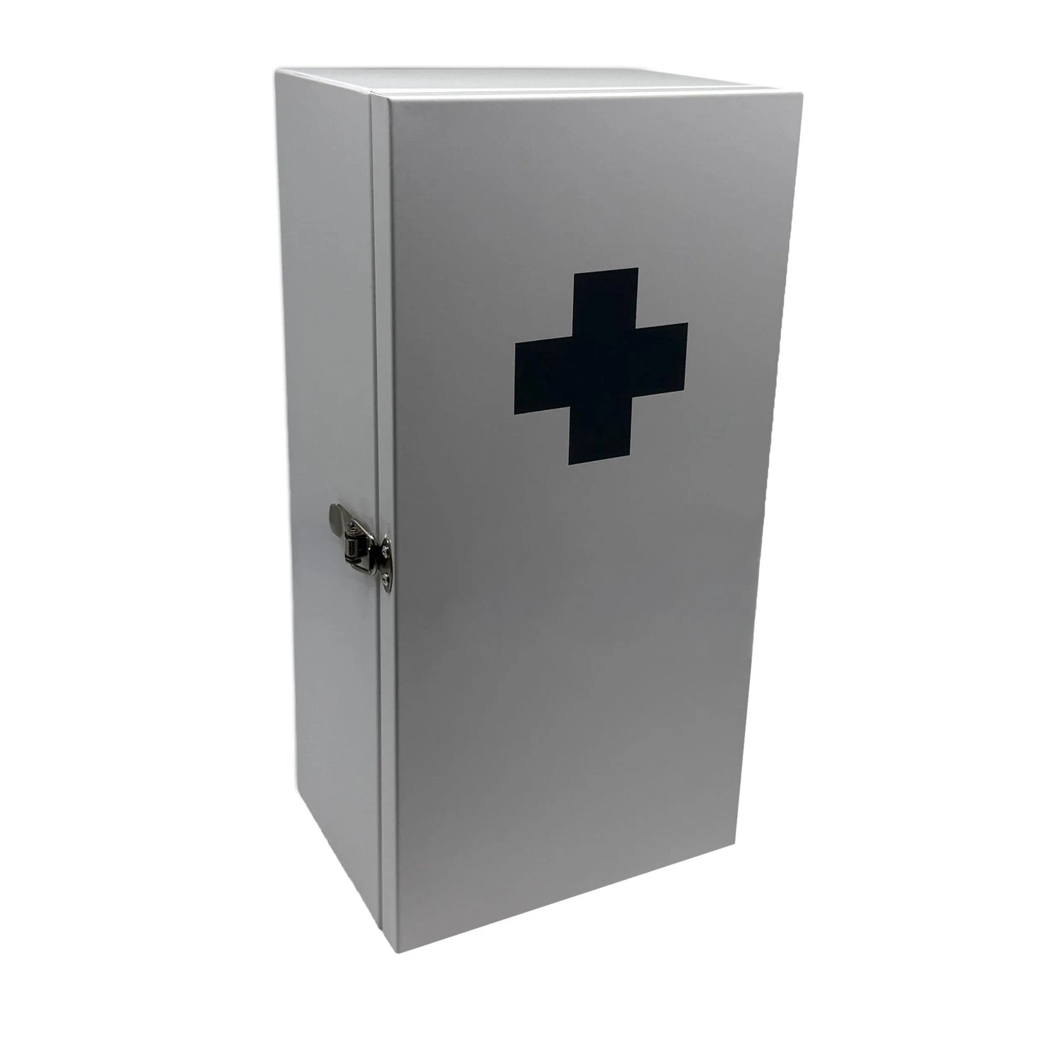 Relaxdays Medizinschrank Eisen Grau mit Schnappverschluss 42 cm x 21 cm x 15,5 cm