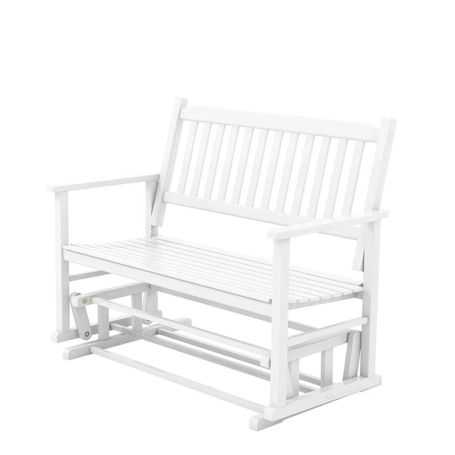 Costway Gartenbank 2-Sitzer Holzbank Bis 225 kg Belastbar Weiß