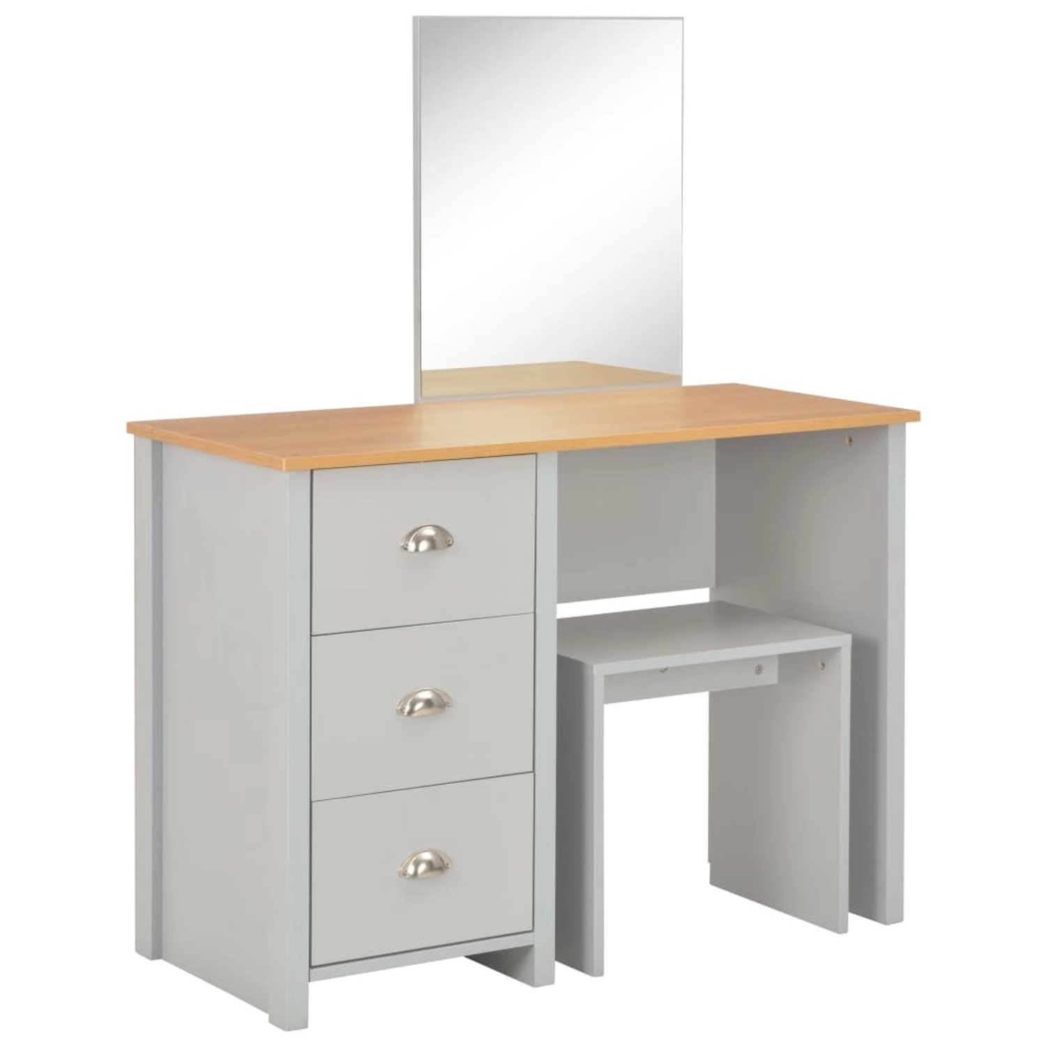 vidaXL Schminktisch mit Spiegel und Hocker Grau 104x45x131 cm günstig online kaufen