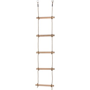 T & J Strickleiter mit 5 Sprossen aus Holz und Seil für Gartenspielgeräte.