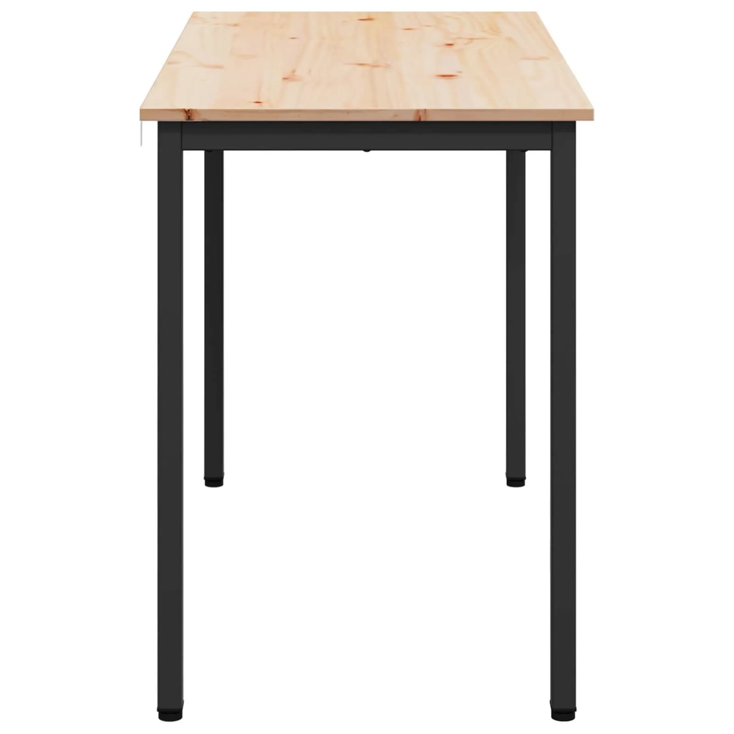 vidaXL Esstisch aus massivem Kiefernholz, naturfarben, mit dunklen Metallbeinen. Rechteckiger Holztisch für Esszimmer.