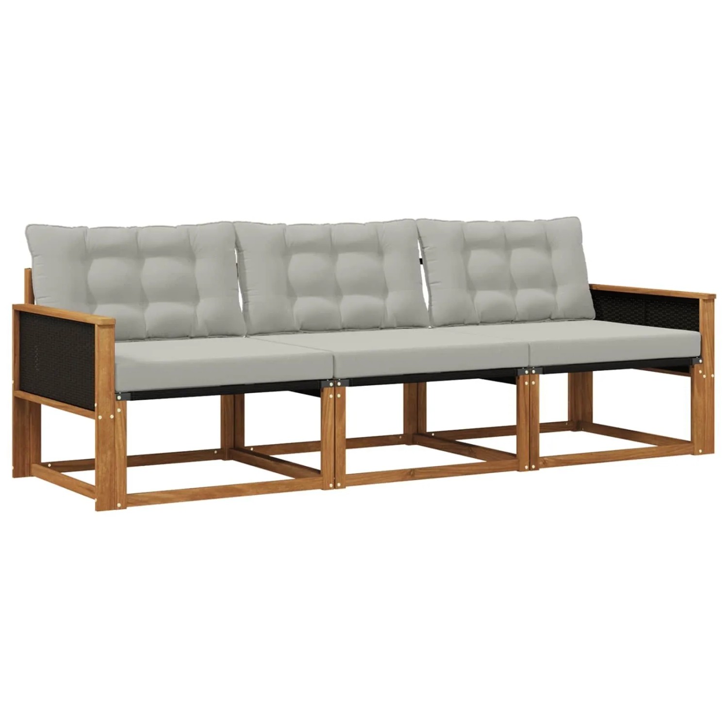 vidaXL Outdoor-Sofagarnitur mit Kissen 3 Stk Natur und Hellgrau 3381207