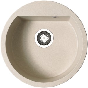 Runde Pyramis Granitspüle Alazia, 51 cm, in Beige. Ideal für moderne Küchen.