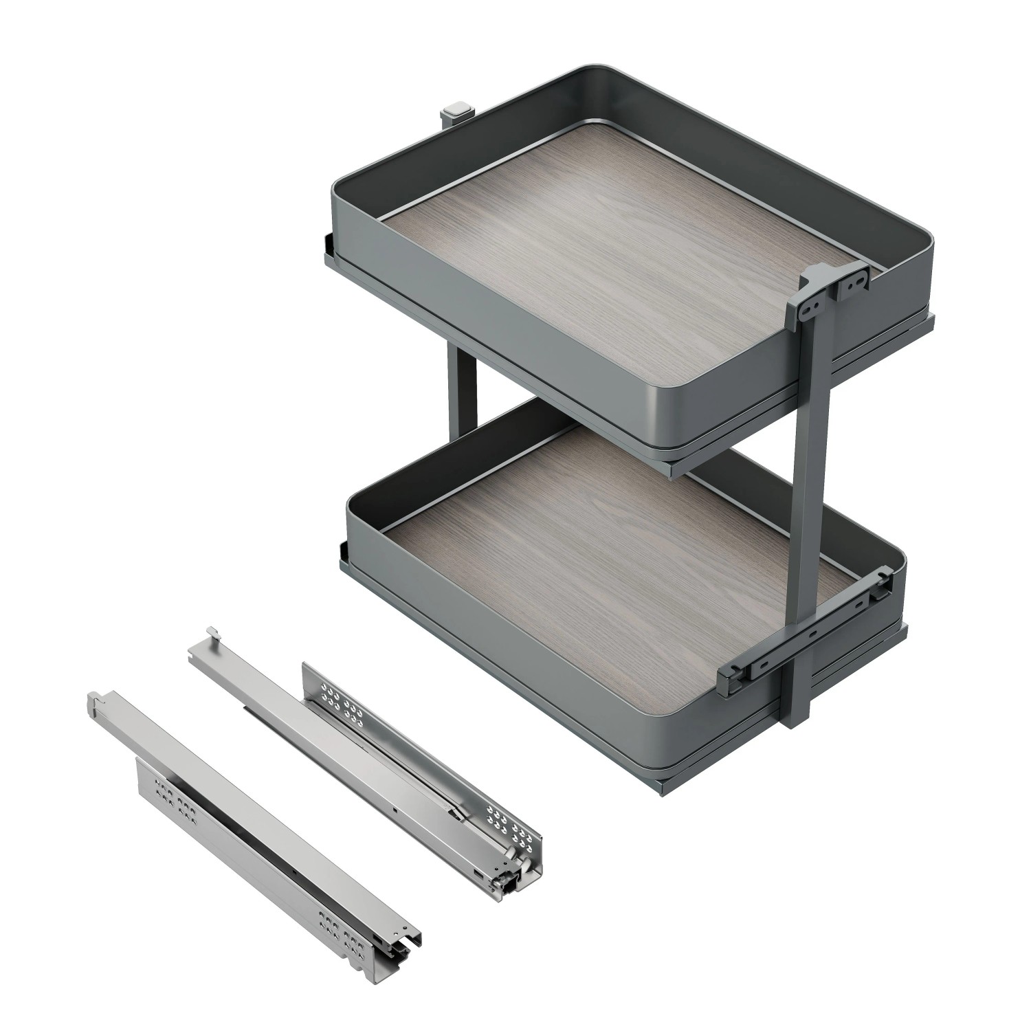 Emuca Harmony-Ausziehwagen mit Soft-Close Modul Breite 300 mm Höhe 800 mm Stahl und Holz Anthrazitgrau