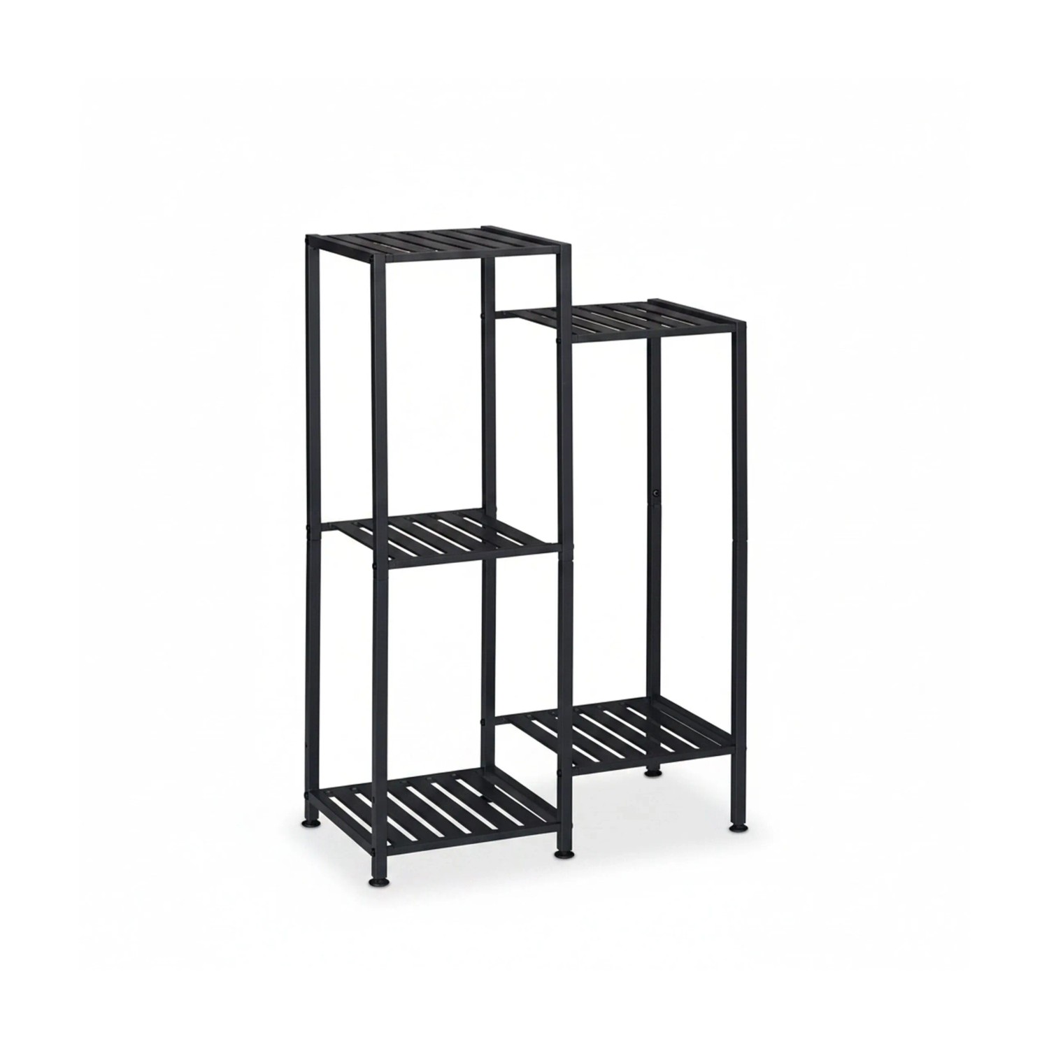 Relaxdays Blumenregal Stahl Schwarz 5 Ablagen Höhenverstellbar 81 cm x 55 cm x 28,5 cm 2,9 kg