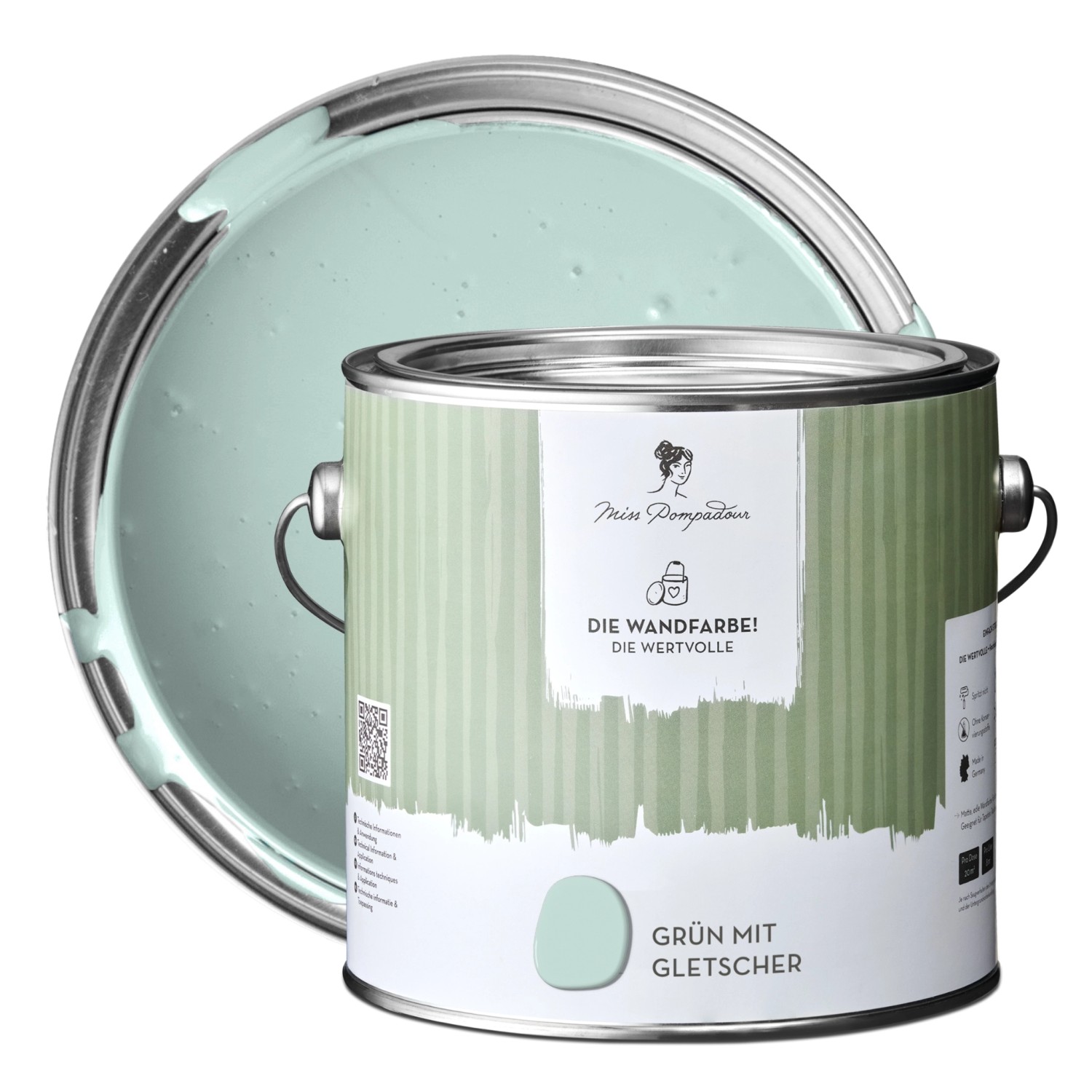 Thumbnail - MissPompadour Extramatte Wandfarbe Grün mit Gletscher 2,5L Hochdeckend Spritzfrei