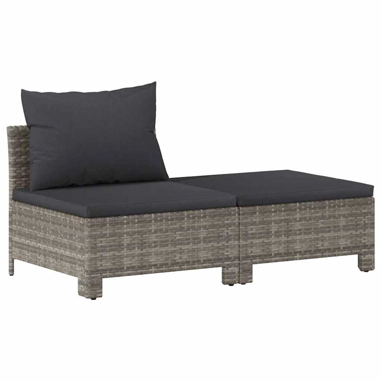 vidaXL 2-Tlg Garten-Lounge-Set mit Kissen Grau Poly Rattan 362690