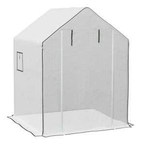 Furnicato Gewächshaus-folie Ersatzplane Wasserdicht Aufrollabare Fenster & Tür 140 X 143 X 190 Cm Weiß