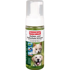 Beaphar Zecken- und Flohschutzschaum, 150ml Flasche für Hunde und Katzen.