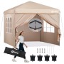 Sekey Pop Up Pavillon 3x3m Khaki mit Seitenteilen, Fenstern und Tragetasche. Zubehör für Sonnenschutz. One Touch System.