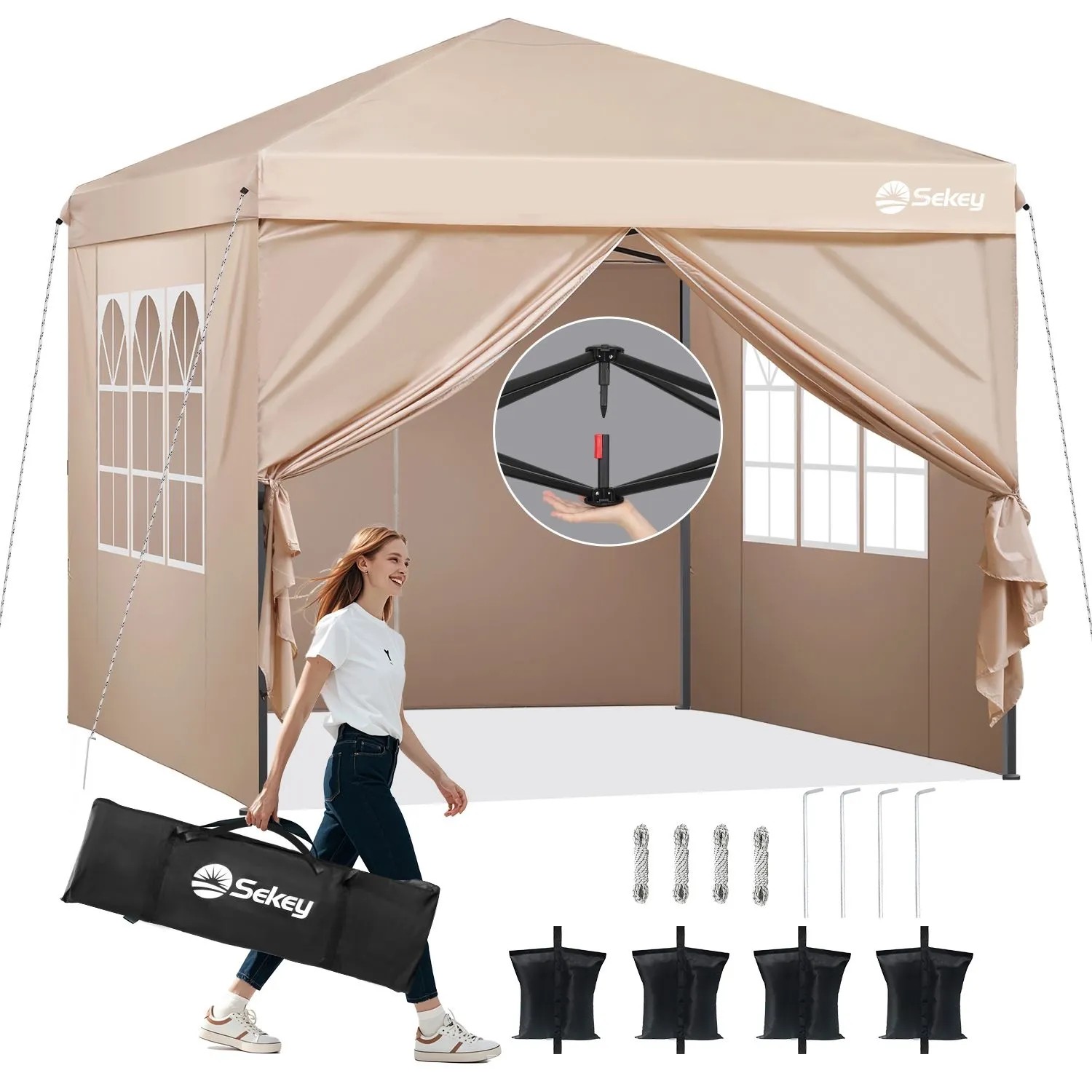Sekey Premium Pop Up Pavillon 3x3 Khaki