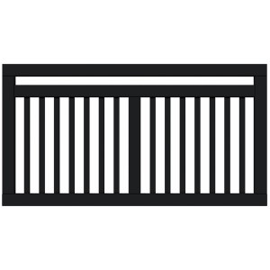 Schwarzer Vorgartenzaun Linea aus Nadelholz, 150x80 cm, mit Lattenstruktur.
