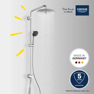 Grohe QuickFix Duschgarnitur Vitalio Joy 260 mit Kopf- und Handbrause unter der Dusche.