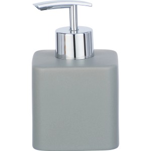 Wenko Seifenspender Hexa aus Keramik in Grau mit Chrom-Pumpe.
