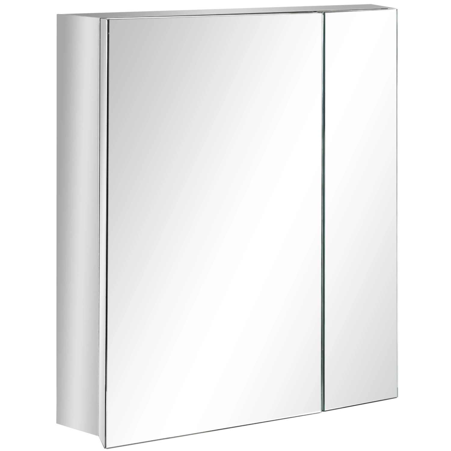 Thumbnail - Kleankin Spiegelschrank mit 3 Innenböden Doppeltür Edelstahl Silber 54 x 13 x 60 cm