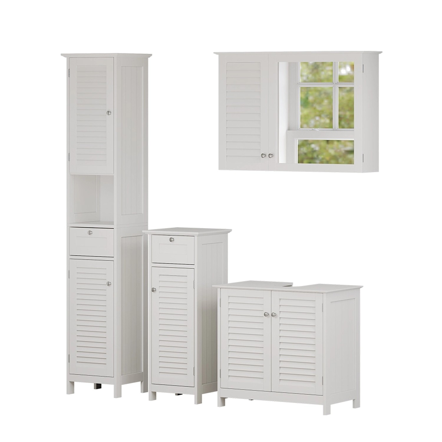 Vicco Badmöbel-Set Riad Weiß 4 Teile Option 3 günstig online kaufen