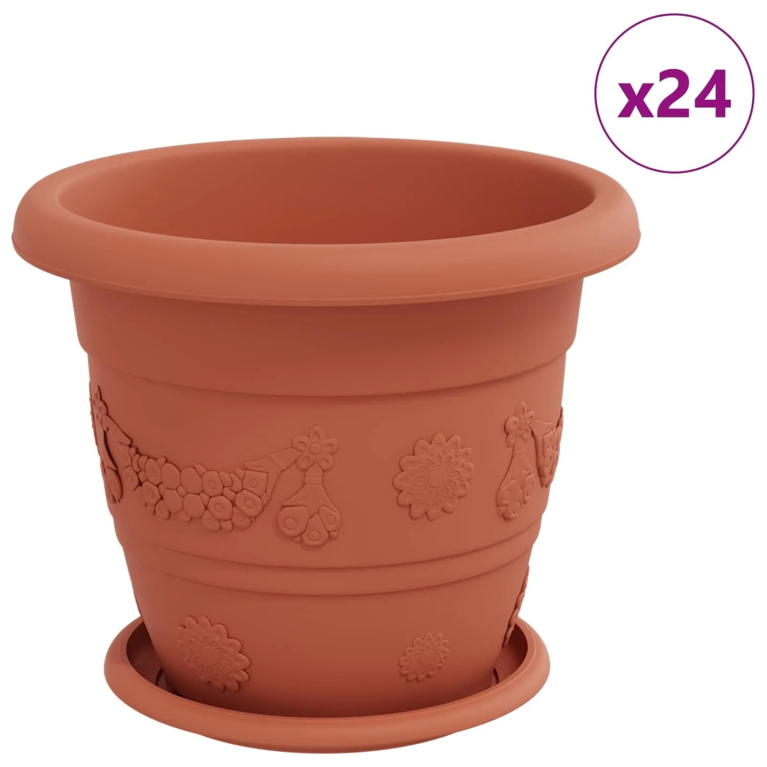 vidaXL Blumentöpfe 24 Stk Ziegelrot Ø 26 x 21,5 cm Kunststoff 3403281
