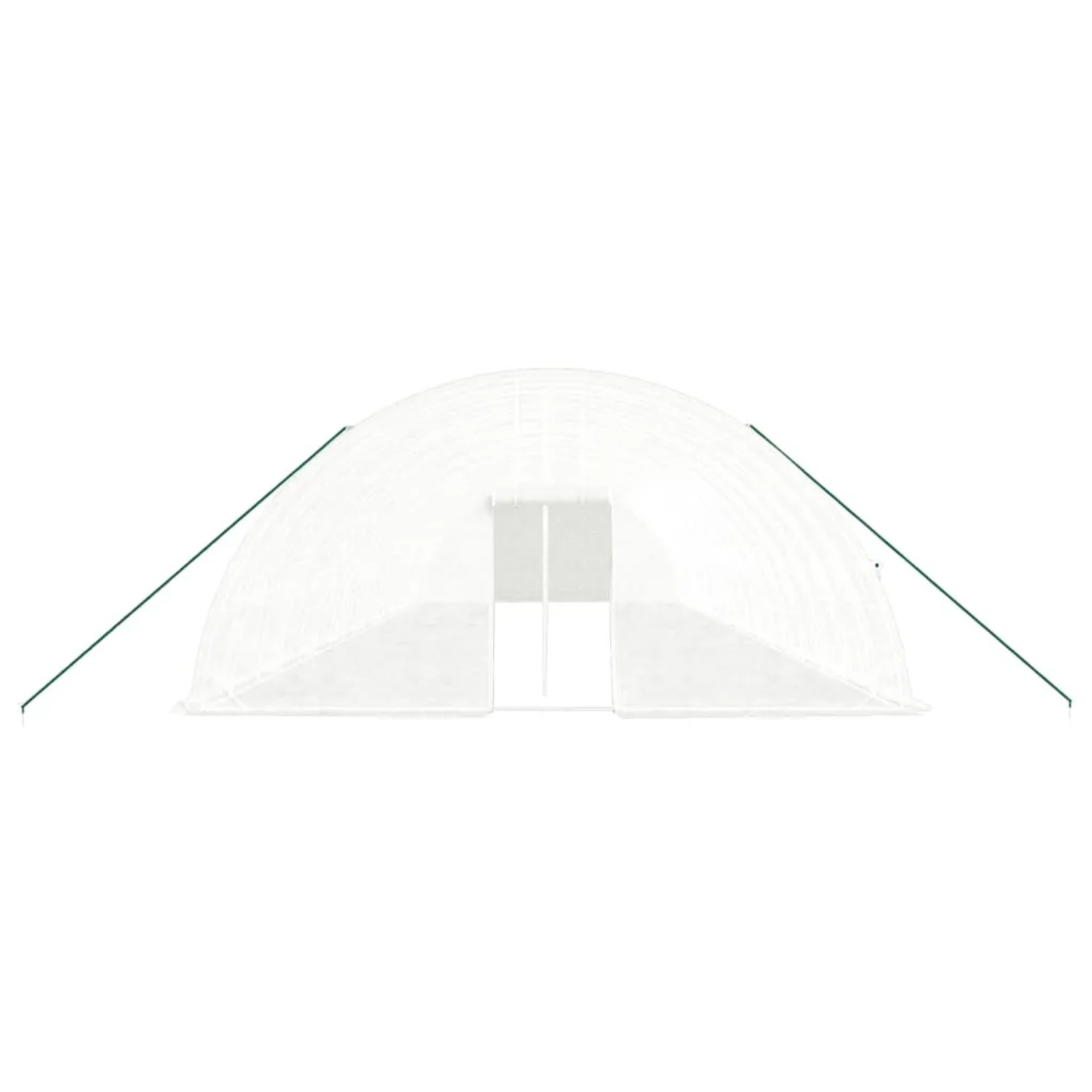 Weißes furnicato Gewächshaus mit Stahlrahmen, 18x6x2,85 m, für den Garten.