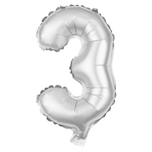 Party Factory Folienballon 100 cm Zahl 3 Silber Ø 100 cm