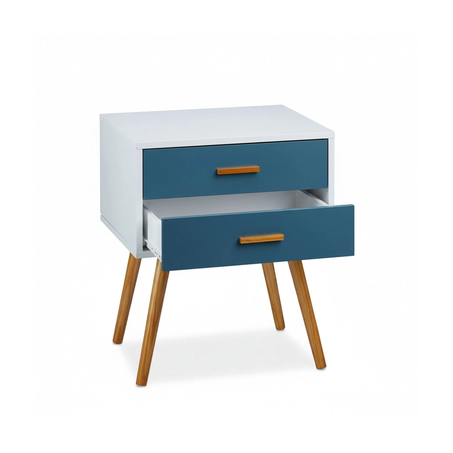 Relaxdays Beistellschrank Holz Weiß Türkis mit 2 Schubladen 58 x 48 x 41 cm 11,05 kg
