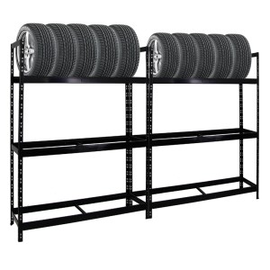 PROREGAL Reifenregal Tiger XL, 2er Set, schwarz, für bis zu 36 Reifen. Ideal für Garage und Werkstatt.