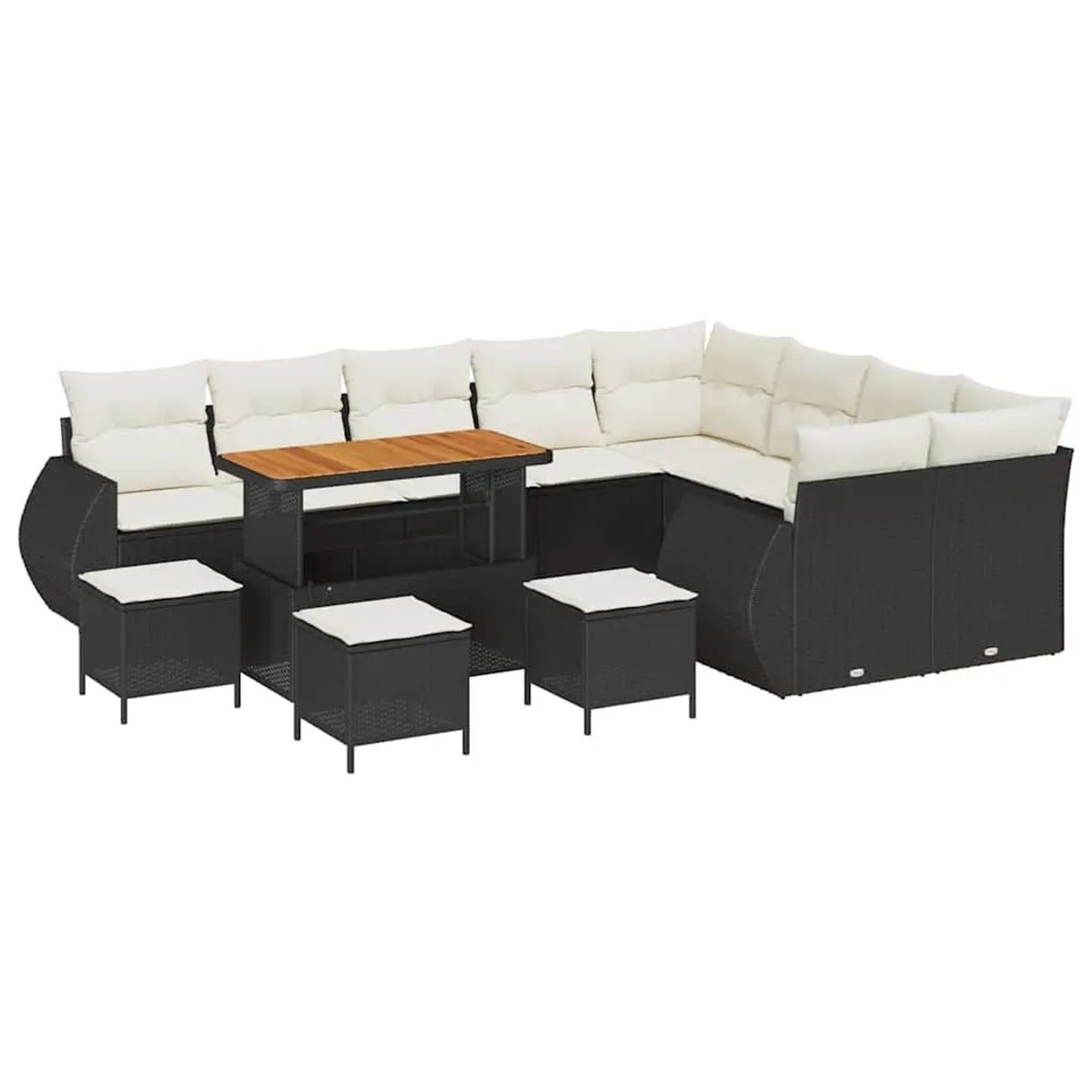 vidaXL Gartensofa-set mit Kissen 13-Tlg Schwarz und Creme Poly-Rattan 33638 günstig online kaufen