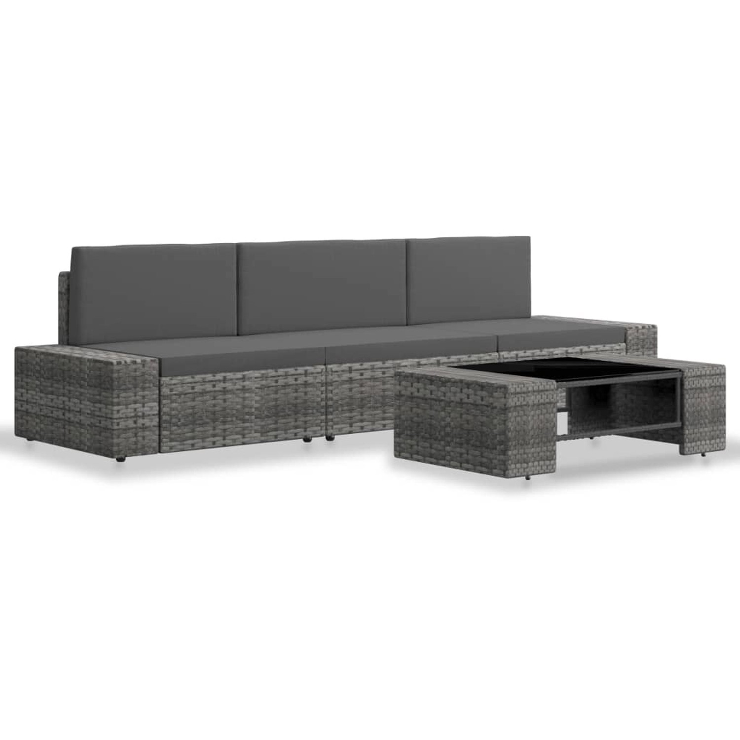 vidaXL 4-tlg Garten-Lounge-Set Poly Rattan Grau Modell 1