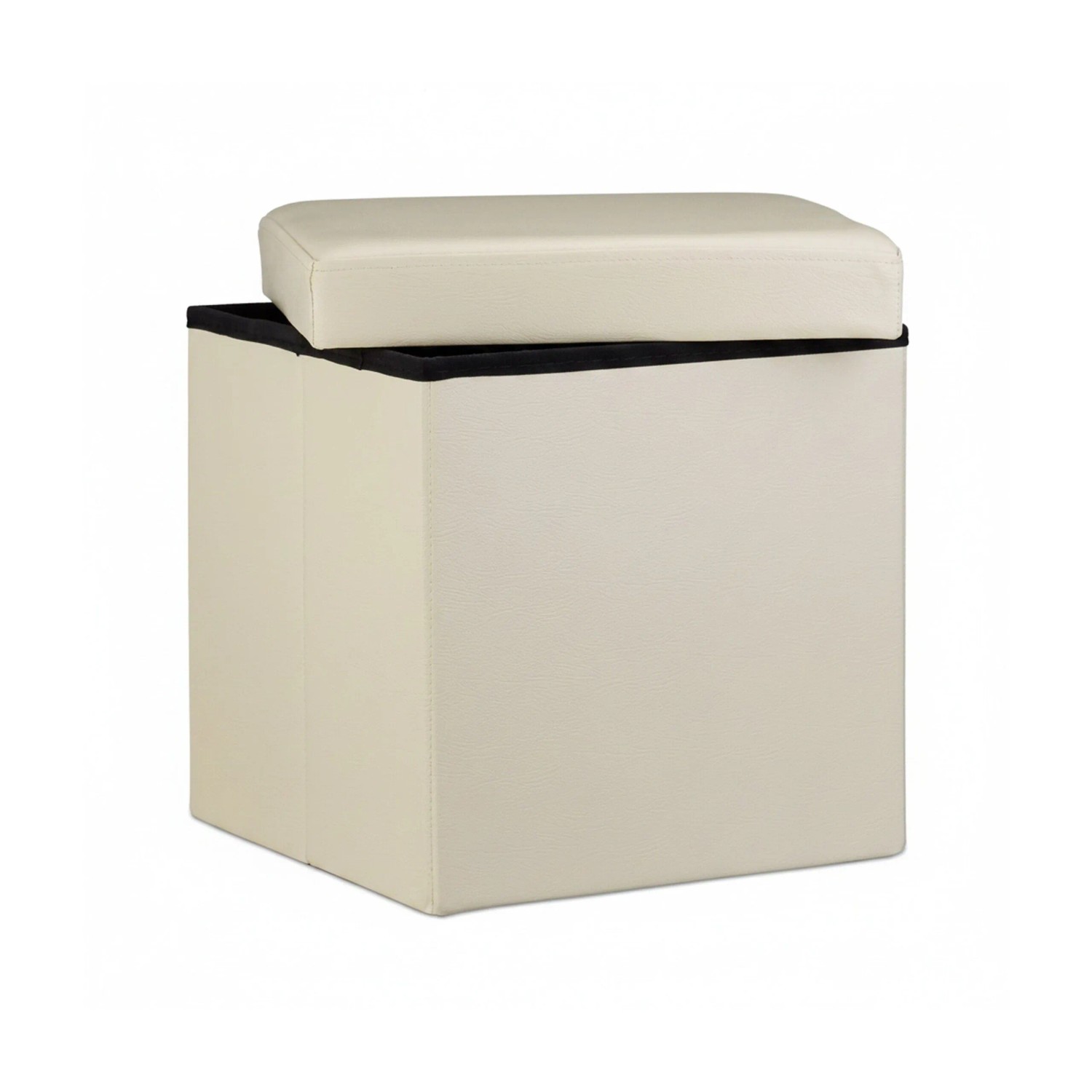 Relaxdays Sitzhocker Kunstleder Creme Faltbar 38 cm x 38 cm x 38 cm 2,5 kg