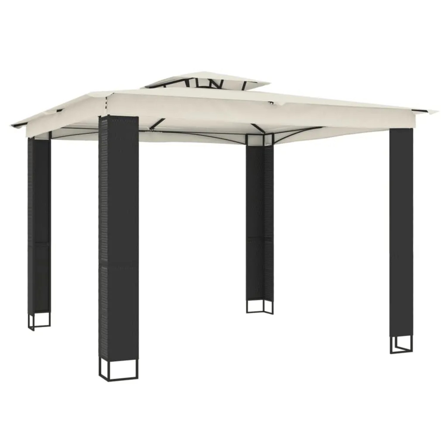 vidaXL Pavillon mit Doppeldach Creme 2,94x2,94 m Stahl 368444