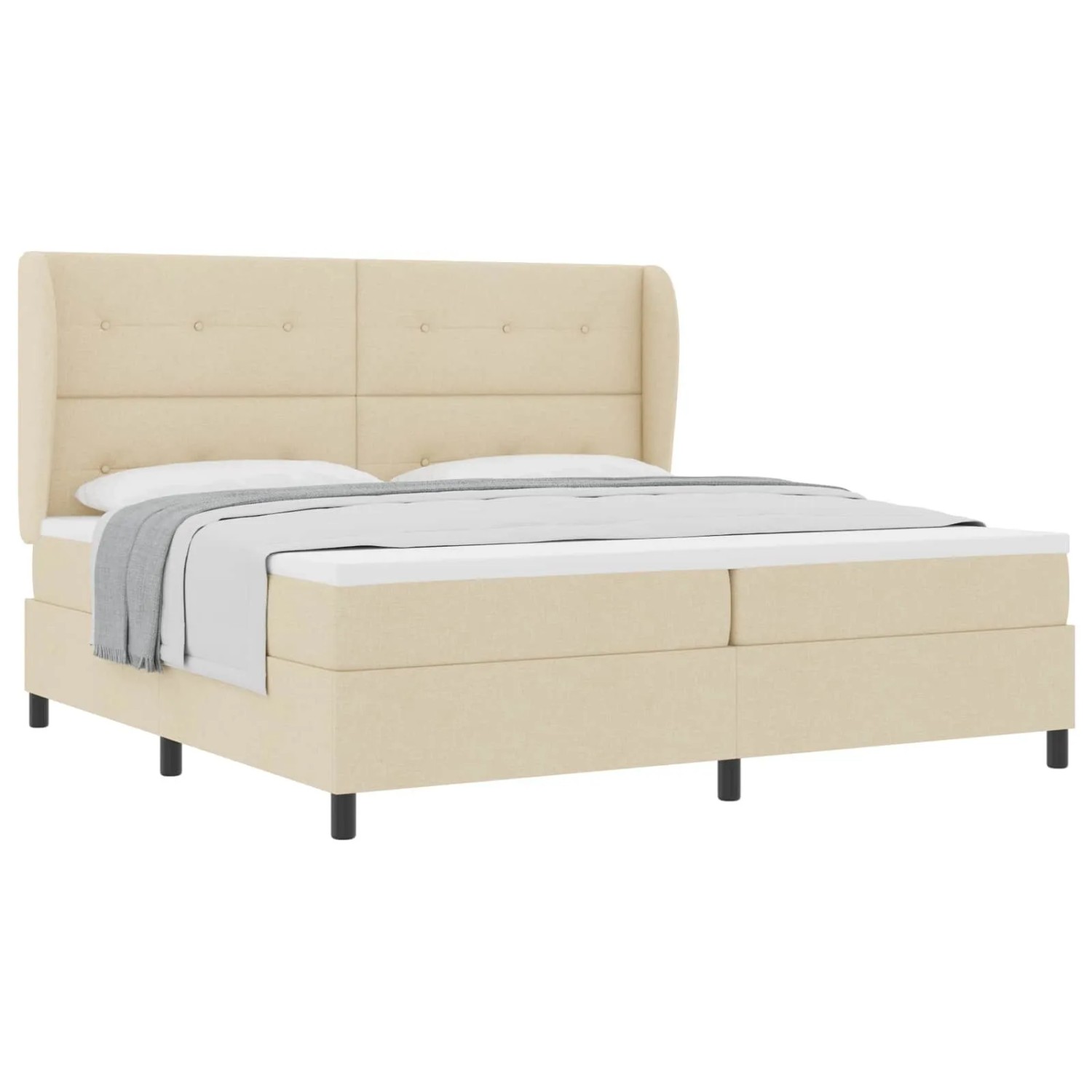 vidaXL Boxspringbett mit Matratze Creme 200 x 200 cm Stoff 3340590