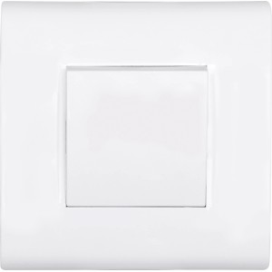Evian Aus-/Wechselschalter polarweiß mit Rahmen für die Unterputzmontage.