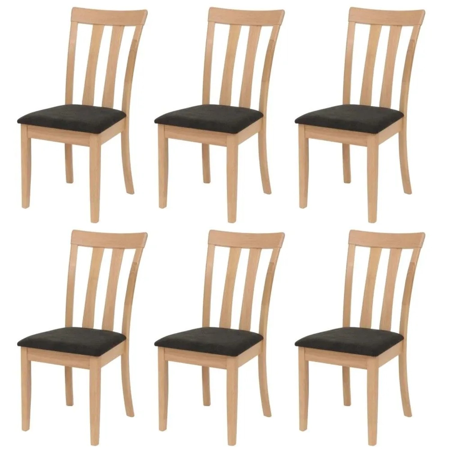 MCW Esszimmerstuhl G46 6er-Set Naturfarbenes Gestell Schwarz