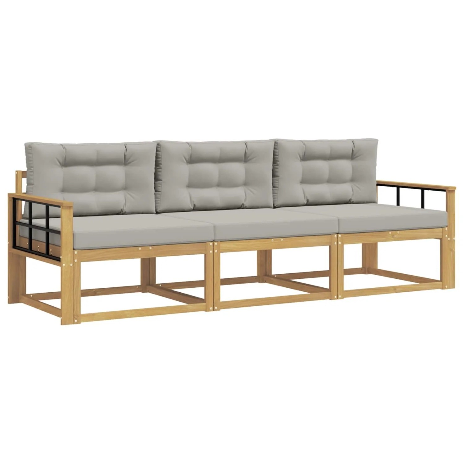 vidaXL Outdoor-Sofagarnitur 3 Stk Weiß und Hellgrau Polyester 3386000