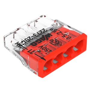 Wago Steckklemme, 4-polig, rot, 10er-Pack. Verbindungsklemme für sichere Elektroinstallation.