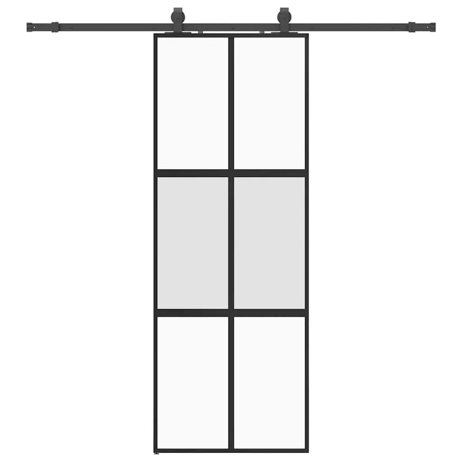 vidaXL Schiebetür mit Beschlag Schwarz 76x205 cm Hartglas 3375883