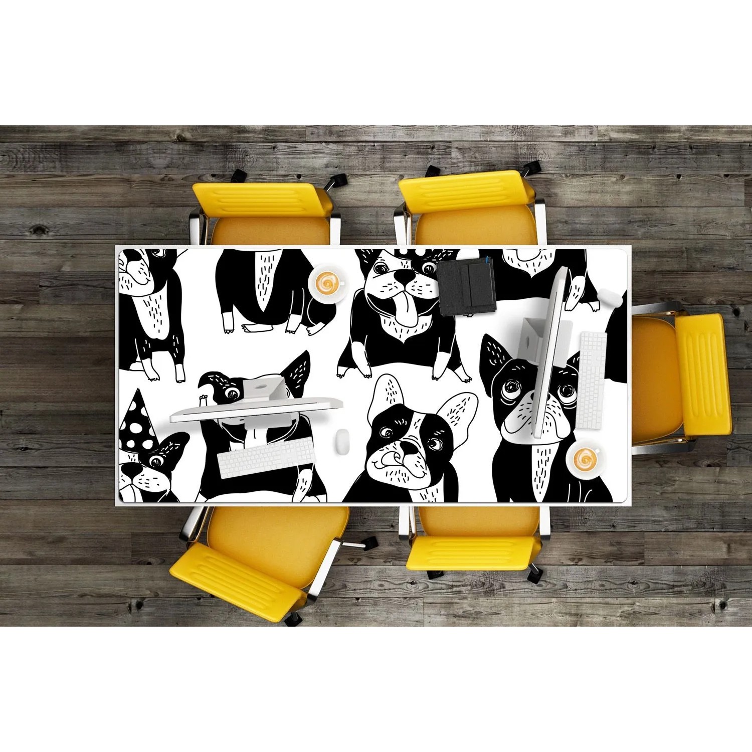 Tulup Schreibtischunterlage 120x60 cm mit Hunde-Motiv, als Schutzmatte für den Schreibtisch.