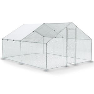 Juskys Freilaufgehege HLS25T 3x4x2m: Verzinkter, begehbarer Laufstall mit Plane für Kleintiere und Pflanzen.