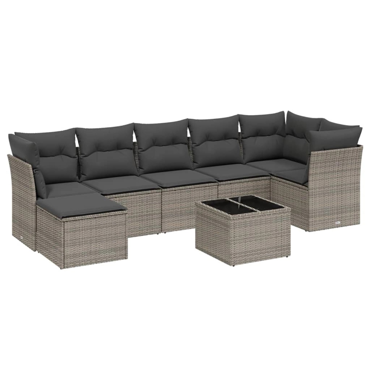 vidaXL 8-Tlg Garten-Sofagarnitur mit Kissen Grau Poly Rattan 3263206 günstig online kaufen