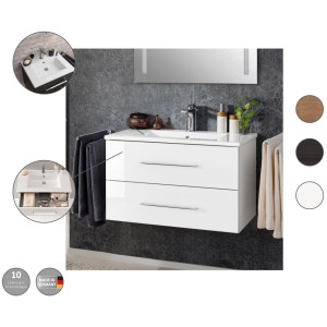 Fackelmann Einzelwaschtisch B.Perfekt 100 cm Asteiche, Waschbeckenunterschrank mit zwei Schubladen.