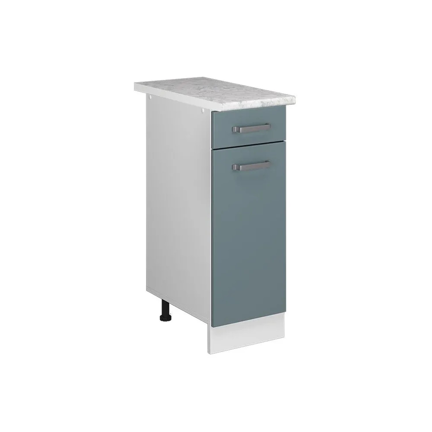 Vicco Küchenunterschrank R-Line Schubladenschrank für die Küche Blau-Grau Weiß 30 cm AP Marmor
