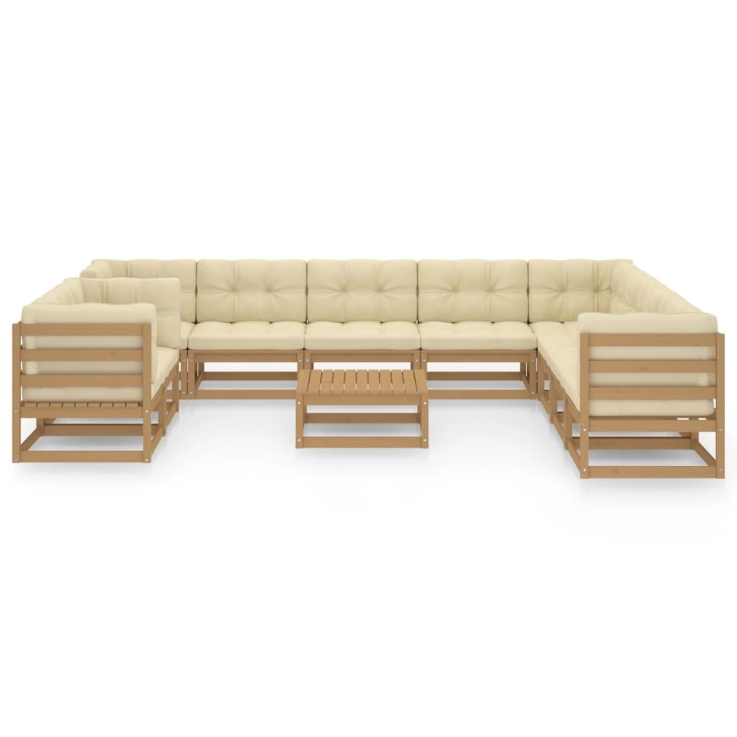 11-tlg. Garten-lounge-set Kissen Honigbraun Kiefer Massivholz günstig online kaufen