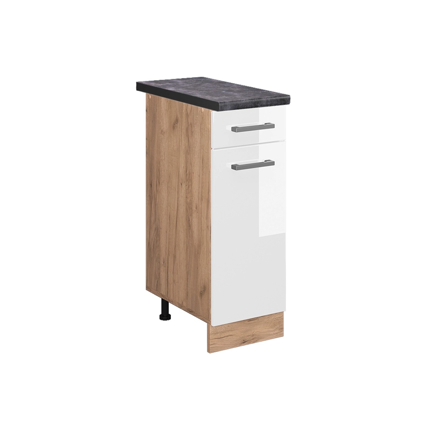 Vicco Küchenunterschrank R-Line Weiß Hochglanz/Goldkraft Eiche 30 cm AP Anthrazit