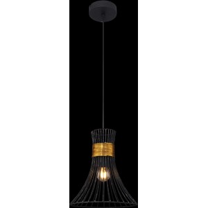 Schwarze Globo Pendelleuchte Purra, Ø 22 cm, mit goldenem Detail. Elegante Hängelampe für den Innenbereich.