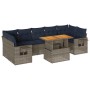 vidaXL 8-Tlg Garten-Sofagarnitur mit Kissen Grau Poly Rattan 3327127