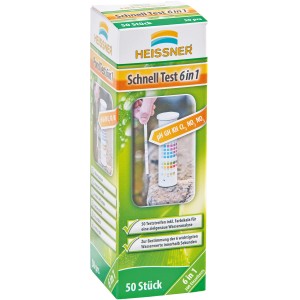 Heissner Schnell-Test-Set 6in1 zur Teichpflege: Teststreifen zur Wasseranalyse im Teich.