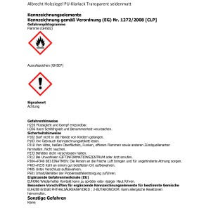 Gefahrhinweise des Albrecht Holzsiegel PU-Klarlack Transparent seidenmatt