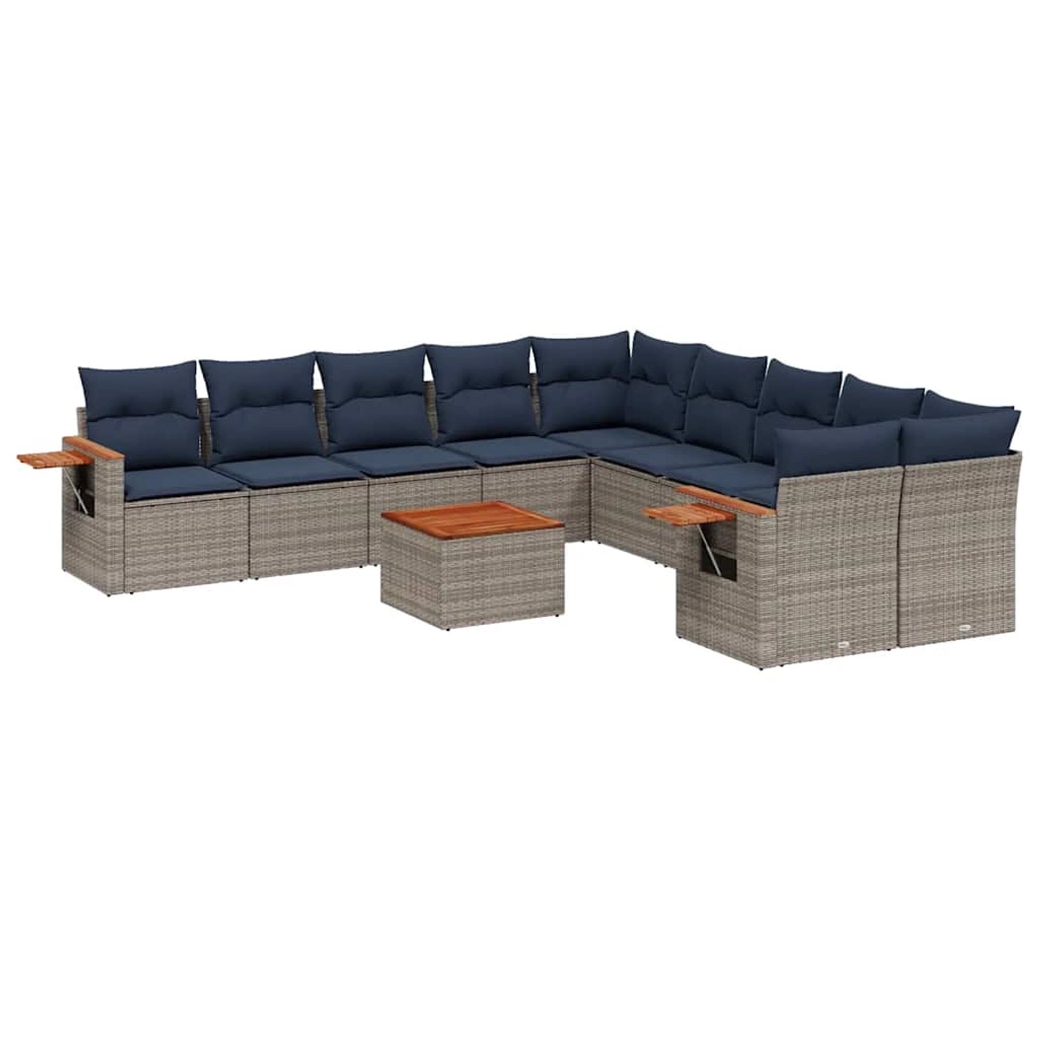 vidaXL 11-Tlg Garten-Sofagarnitur mit Kissen Grau Poly Rattan 3227202 günstig online kaufen