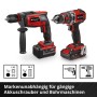 Einhell Akku-Bohrschrauber und Bohrhammer, rot-schwarz, mit Akku. Werkzeuge für Bohrarbeiten.